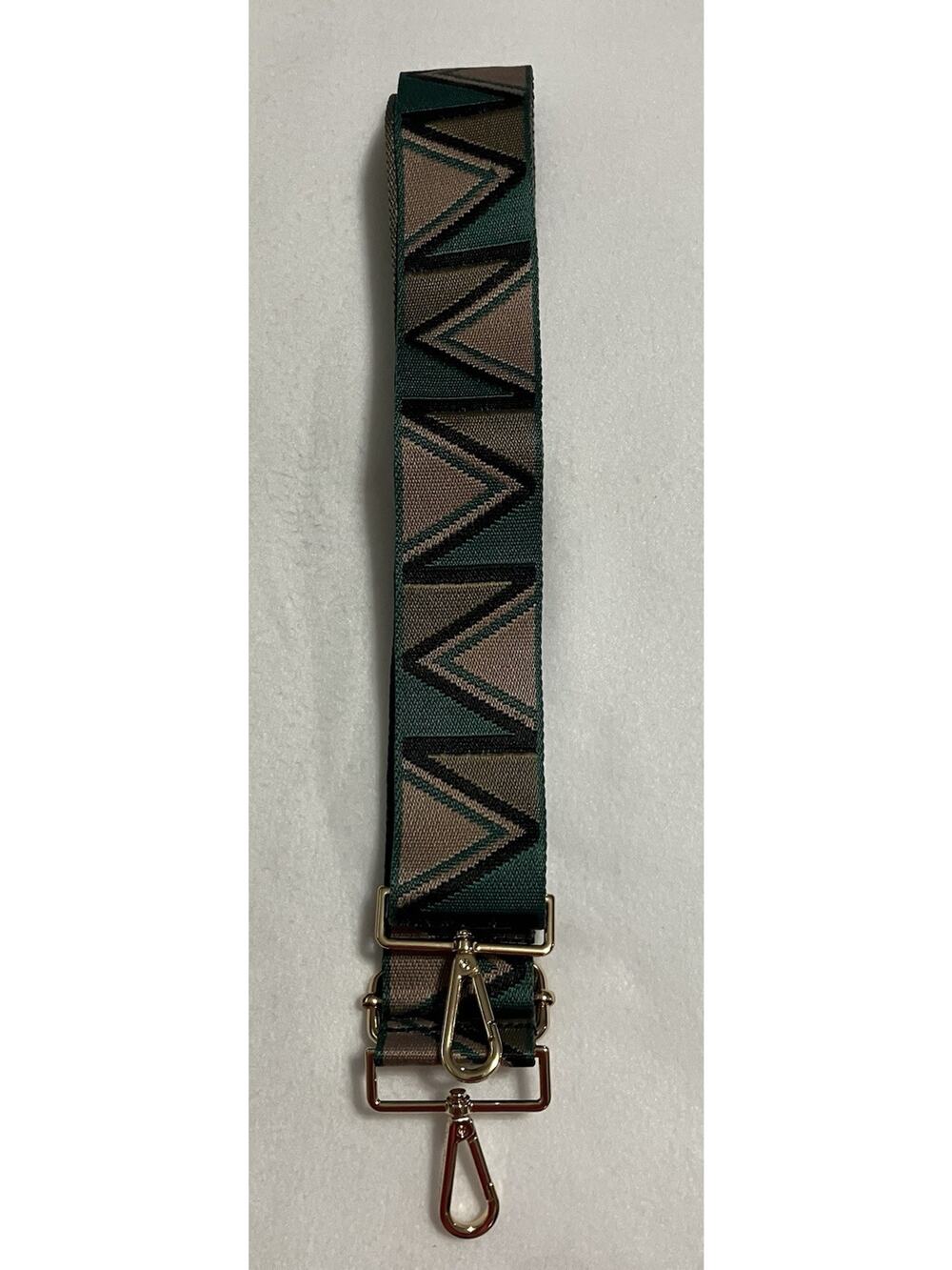 Womens Pom Pom London 2” Wide Crossbody Strap for Bag Purse Triangle Green Taupe